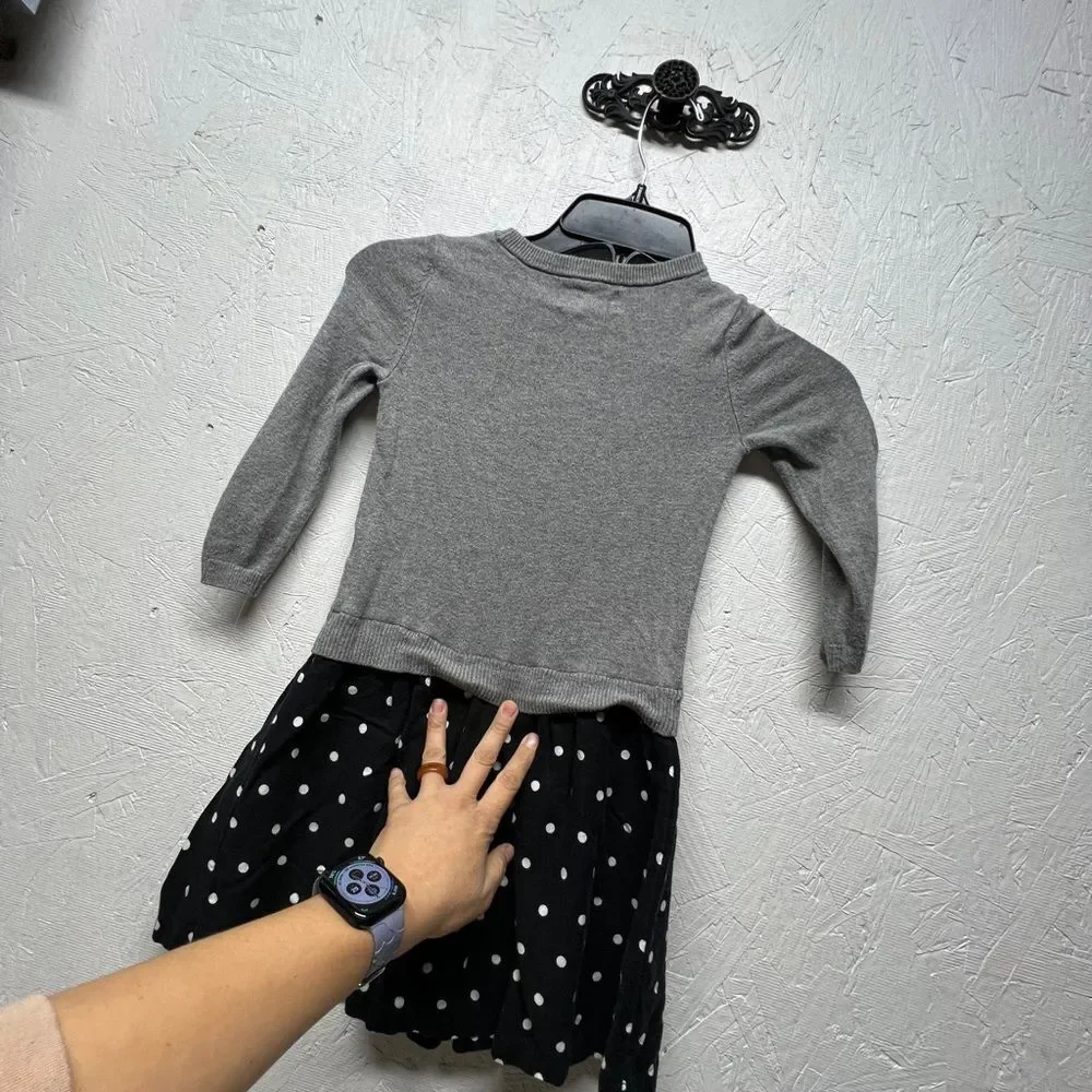 Gap Kids Mickey Mouse Polka Dot sweater Dress Size XS 4-5 Cotton Gray